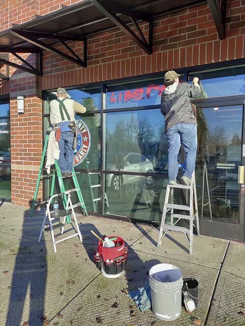 The Clark County Republican Party headquarters office was vandalized.