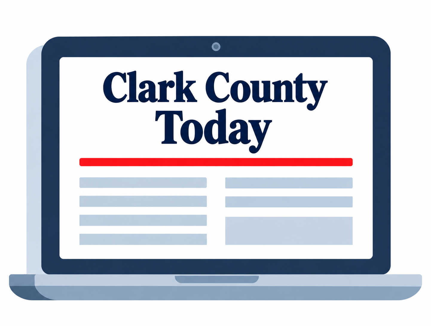 Illustration of a laptop displaying Clark County Today.