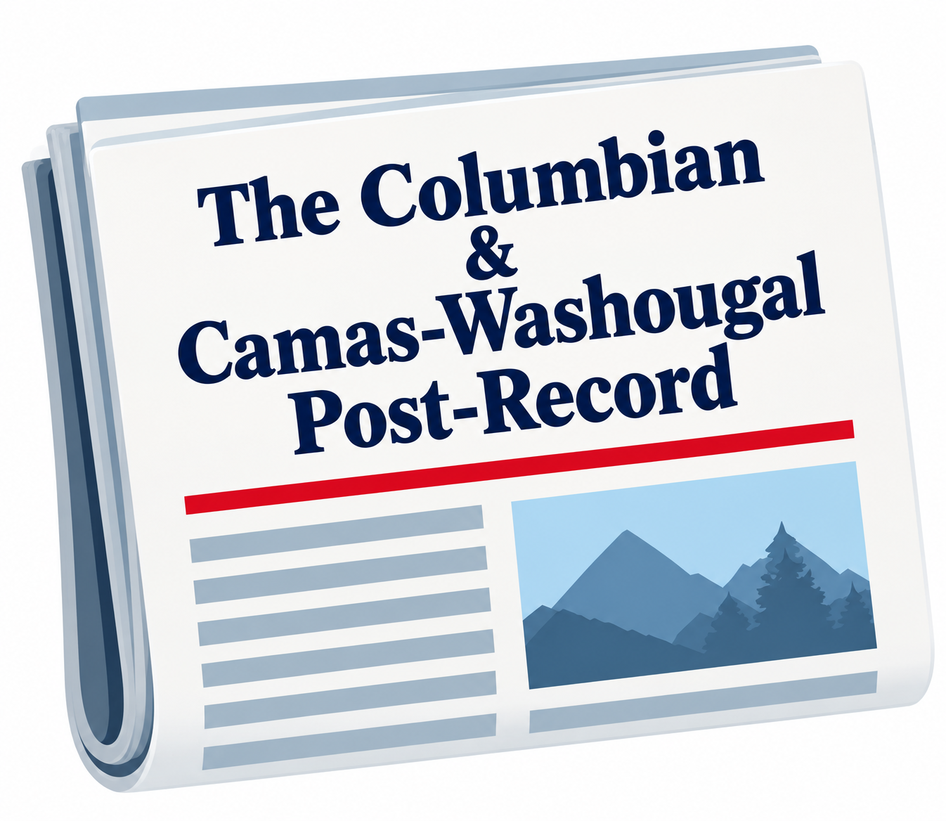 Illustration of a newspaper labeled The Columbian and Camas-Washougal Post-Record.
